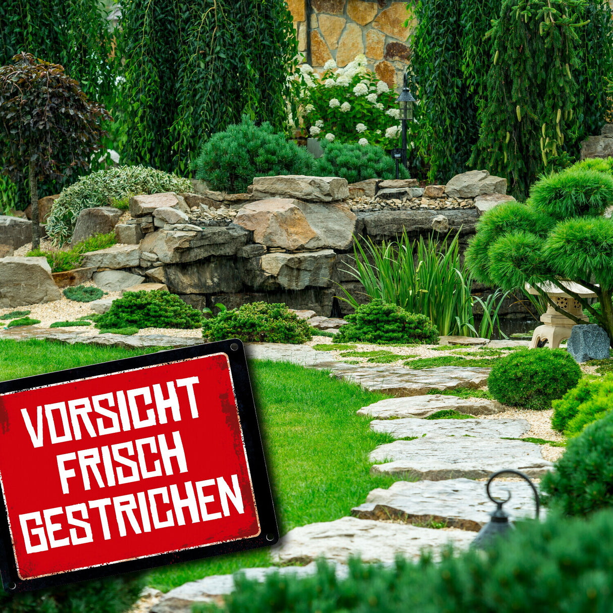 Vorsicht frisch gestrichen Warn- und Hinweisschild im Used-Look