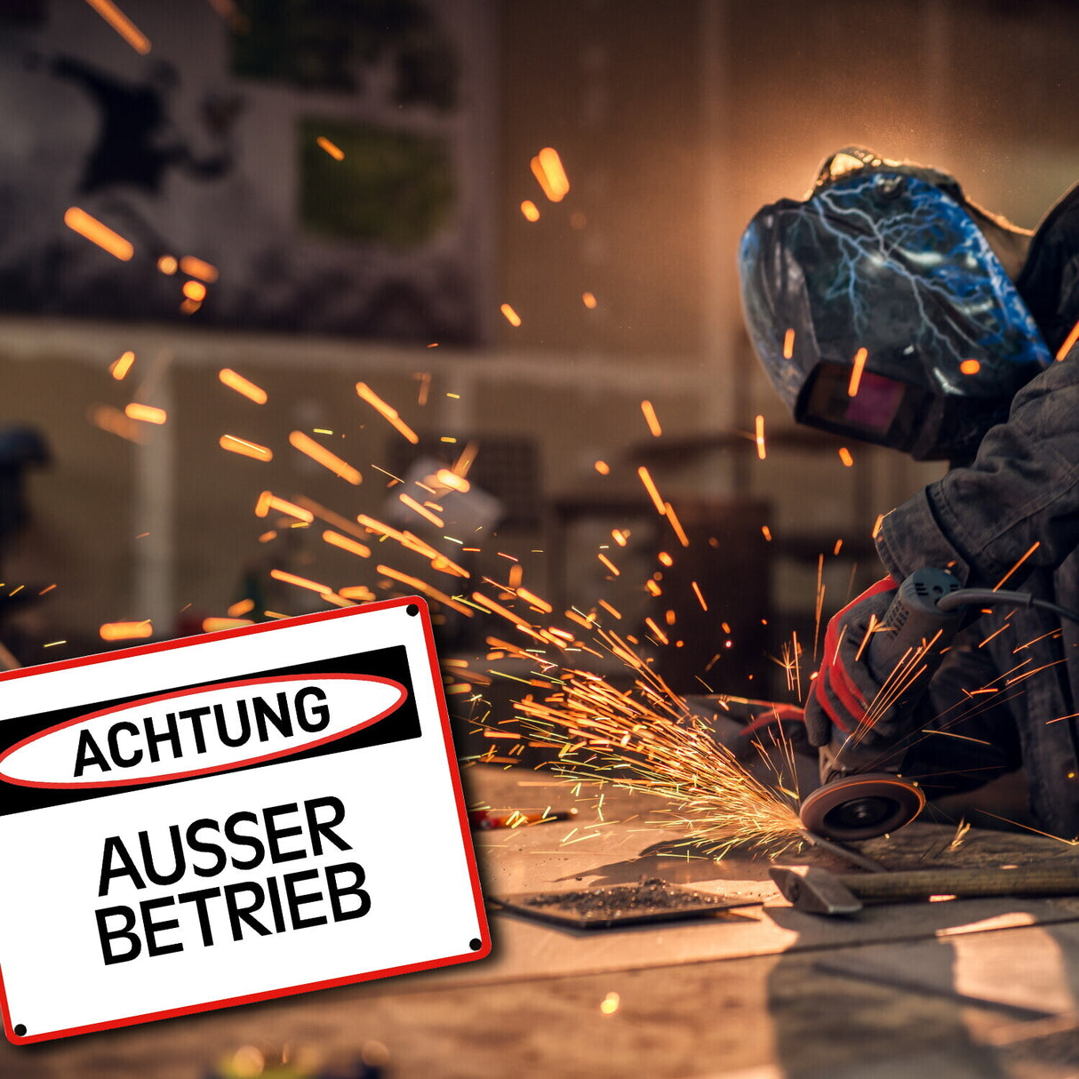 Ausser Betireb Warn- und Hinweisschild im modernen Design