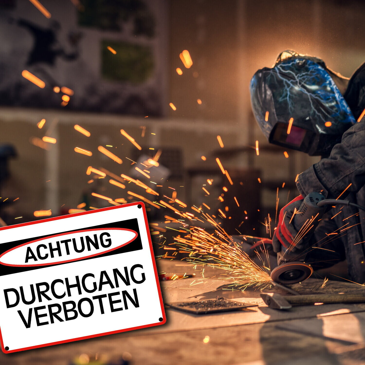 Durchgang verboten Warn- und Hinweisschild im modernen Design