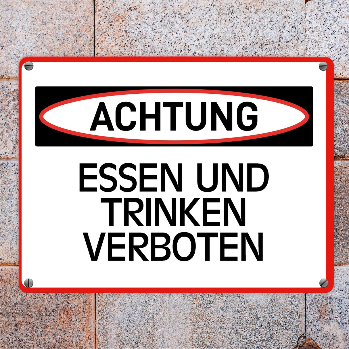 Essen und Trinken verboten Warn- und Hinweisschild im modernen Design