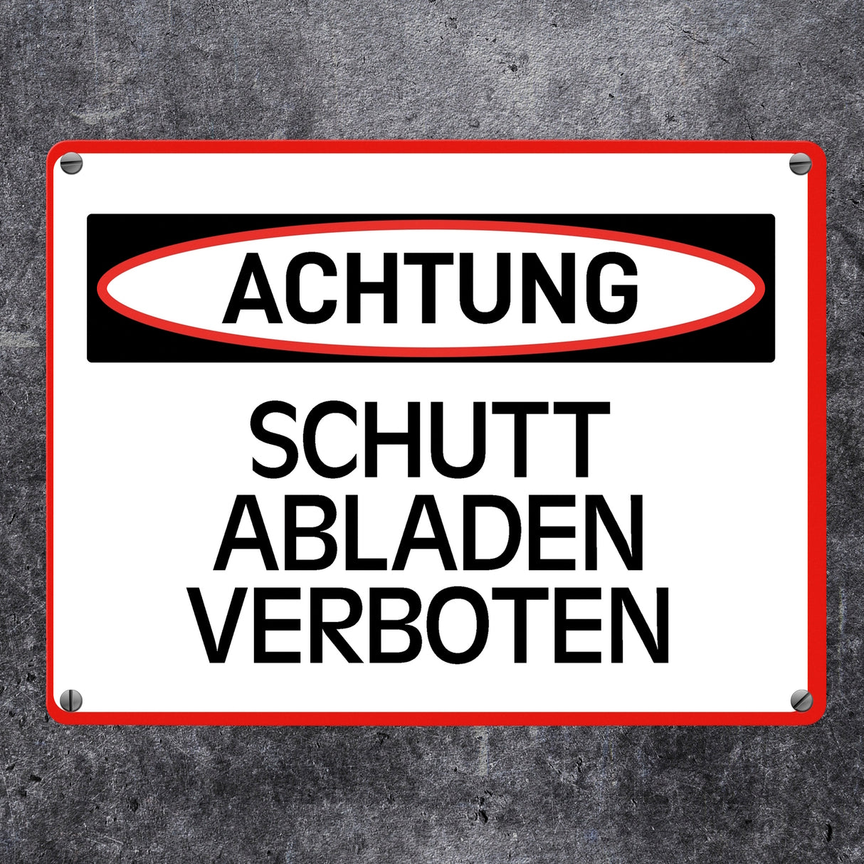 Schutt abladen verboten Warn- und Hinweisschild im modernen Design