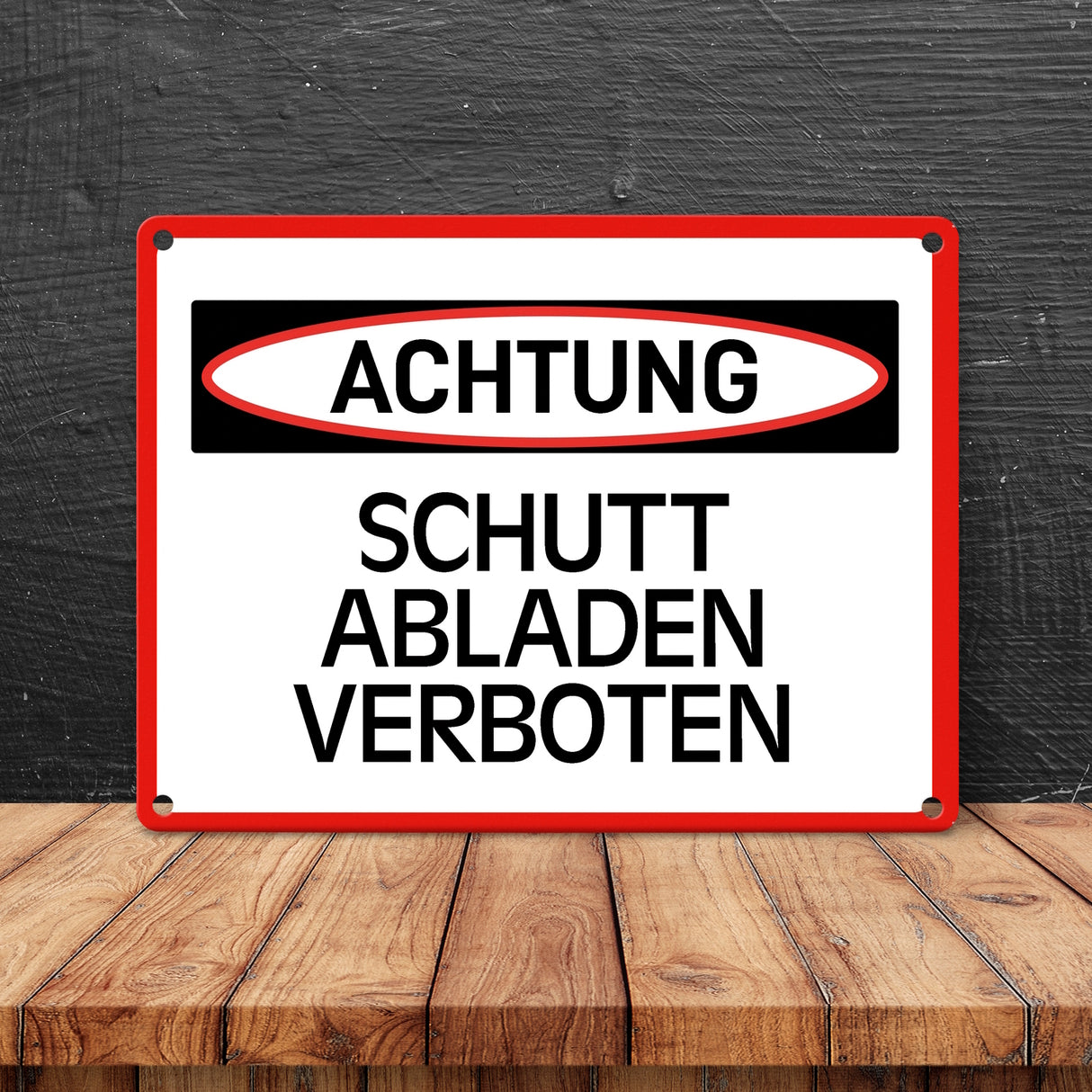 Schutt abladen verboten Warn- und Hinweisschild im modernen Design