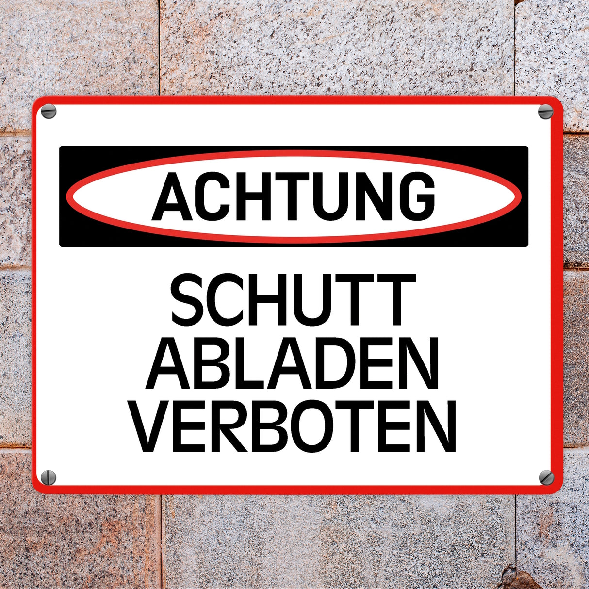 Schutt abladen verboten Warn- und Hinweisschild im modernen Design