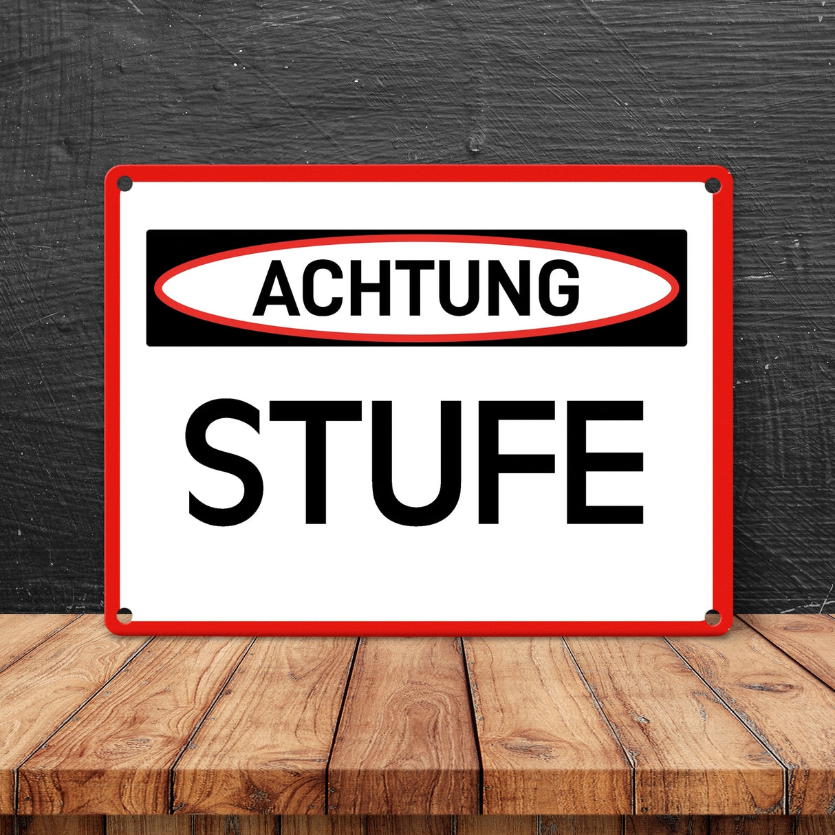Stufe Warn- und Hinweisschild im modernen Design