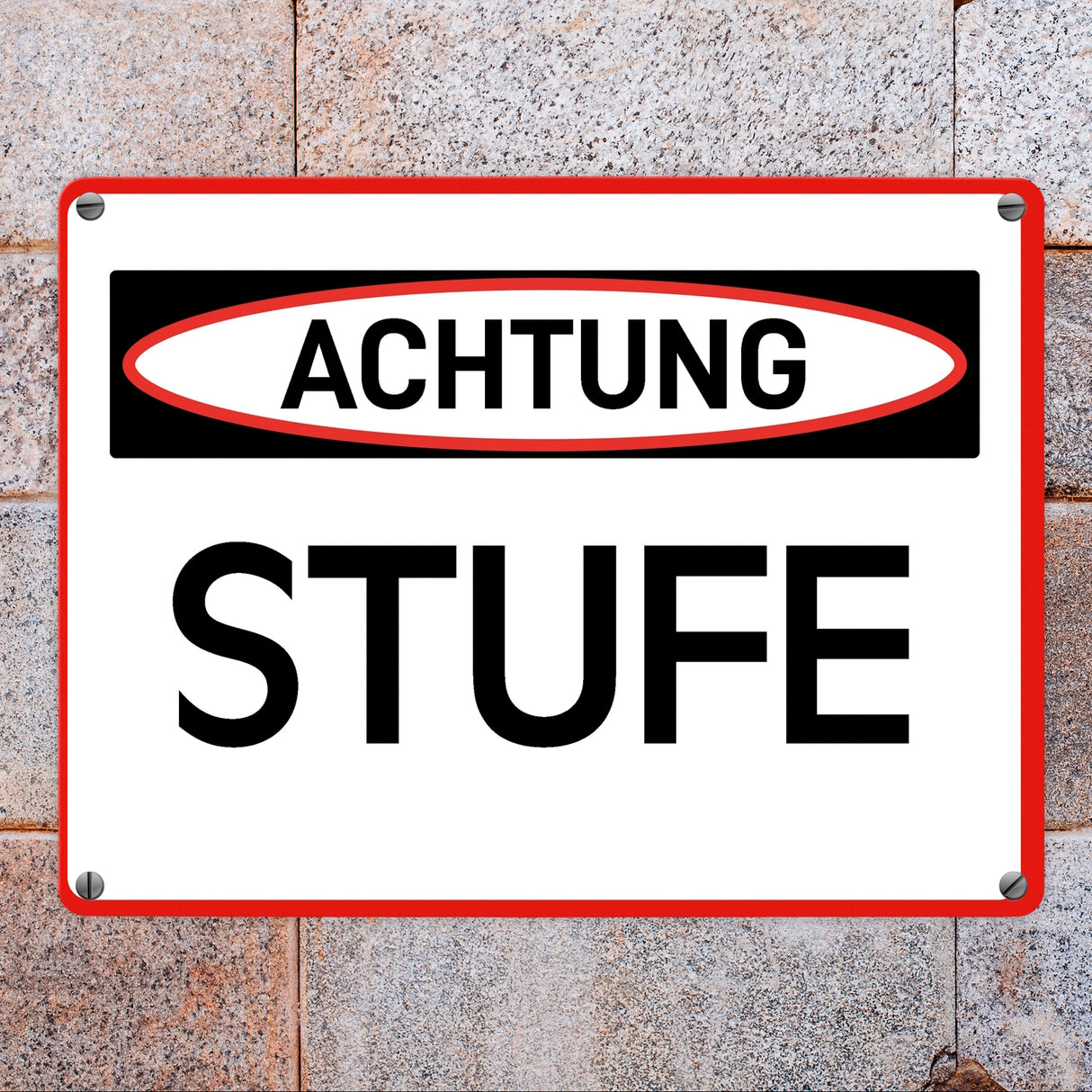 Stufe Warn- und Hinweisschild im modernen Design