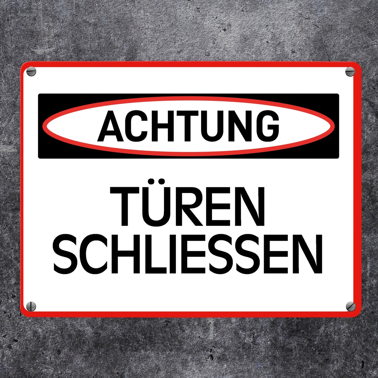 Türen schließen Warn- und Hinweisschild im modernen Design