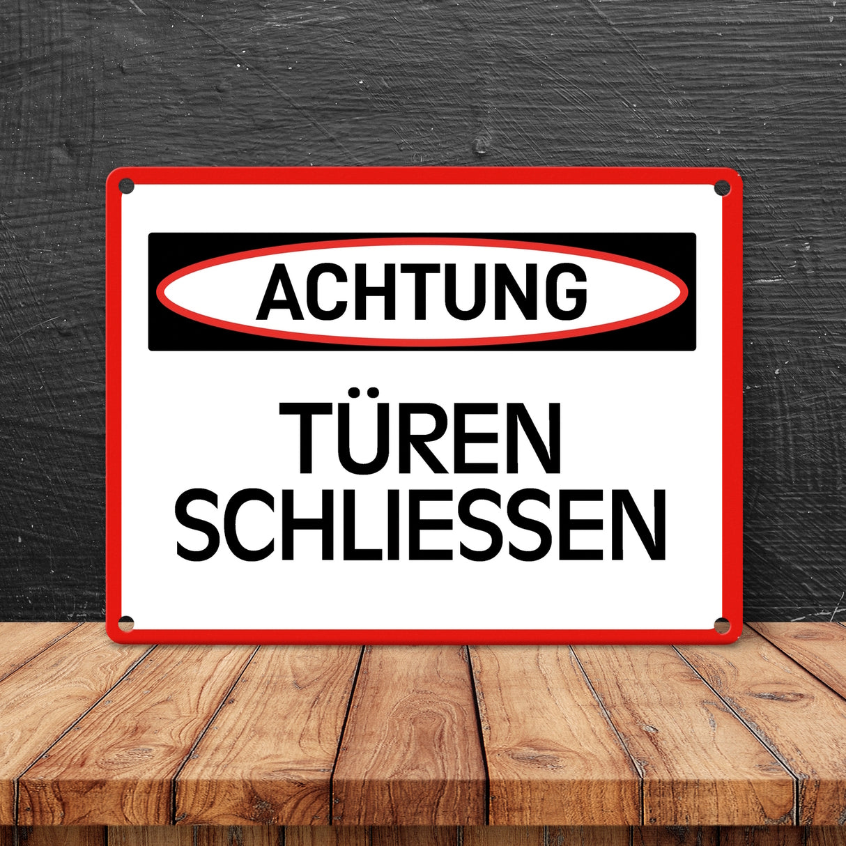 Türen schließen Warn- und Hinweisschild im modernen Design