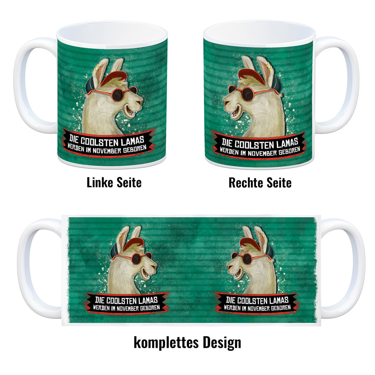 Kaffeebecher mit Spruch: Die coolsten Lamas werden im November geboren