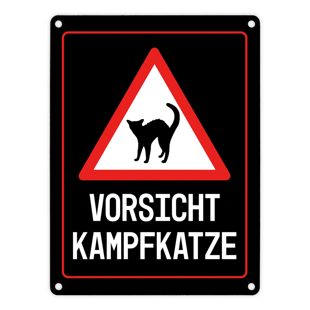 Vorsicht Kampfkatze Warn- und Hinweisschild in Schwarz mit Piktogramm