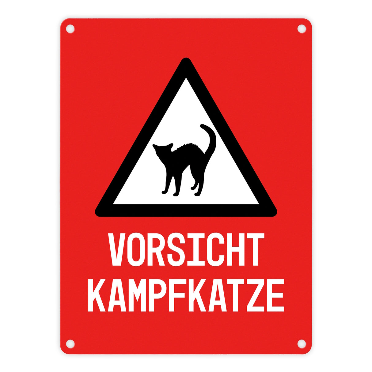 Vorsicht Kampfkatze Metallschild
