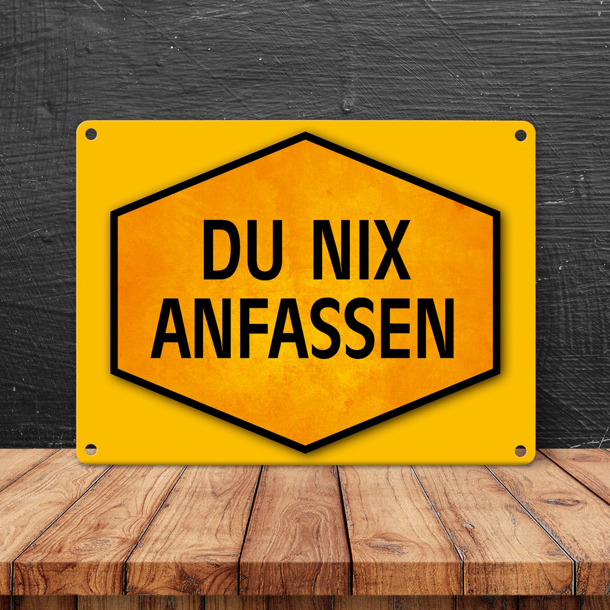Du nix anfassen Warn- und Hinweisschild in Gelb und Schwarz