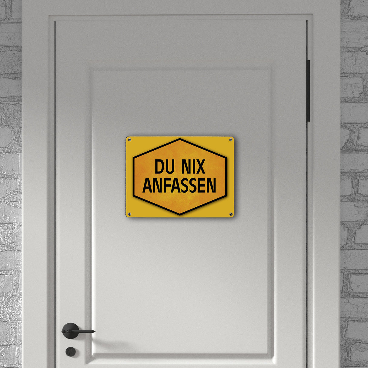 Du nix anfassen Warn- und Hinweisschild in Gelb und Schwarz