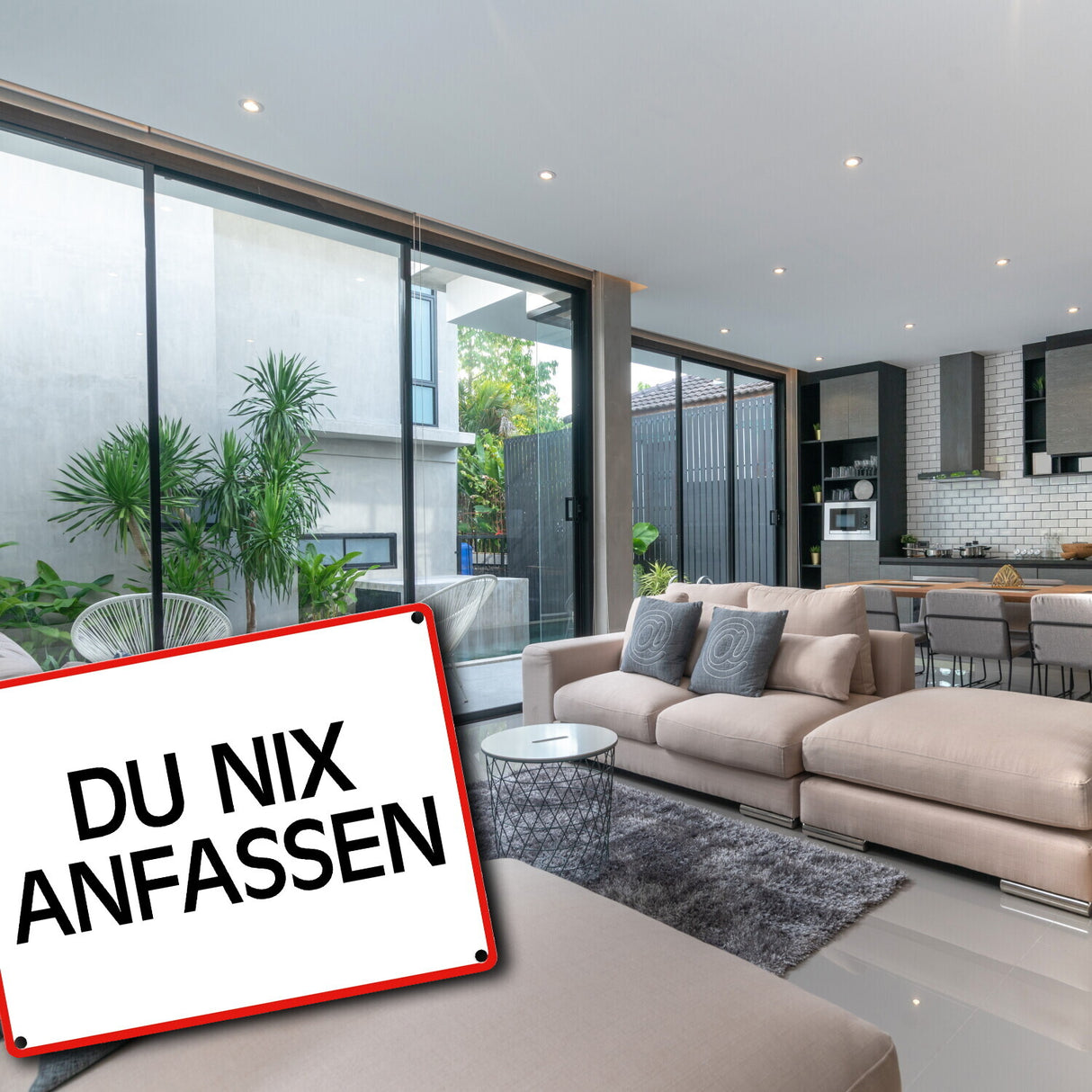 Du nix anfassen Warn- und Hinweisschild im modernen Design