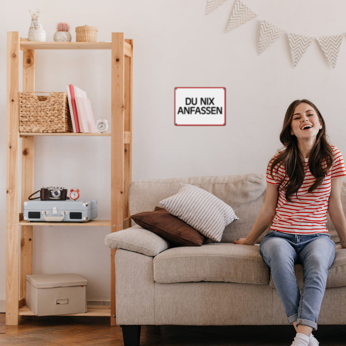 Du nix anfassen Warn- und Hinweisschild im modernen Design