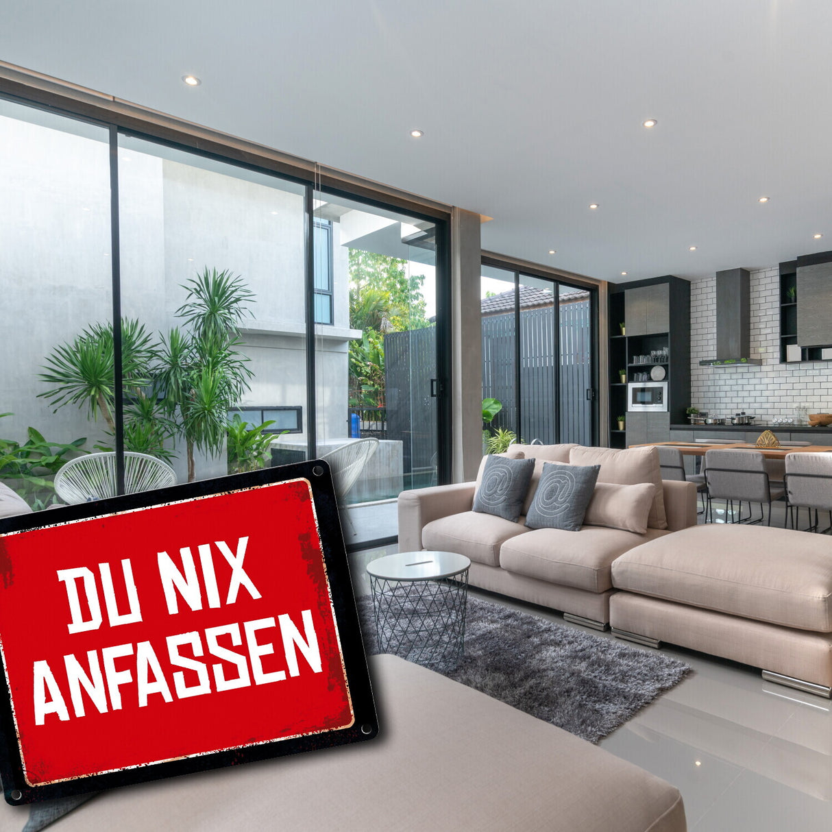 Du nix anfassen Warn- und Hinweisschild im Used-Look