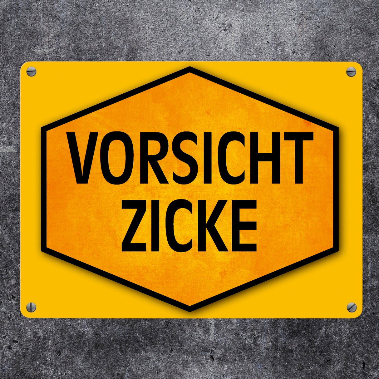 Vorsicht Zicke Warn- und Hinweisschild in Gelb und Schwarz