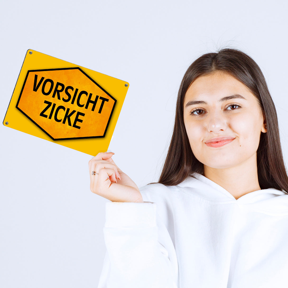 Vorsicht Zicke Warn- und Hinweisschild in Gelb und Schwarz