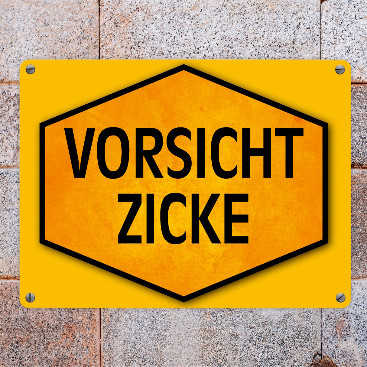 Vorsicht Zicke Warn- und Hinweisschild in Gelb und Schwarz