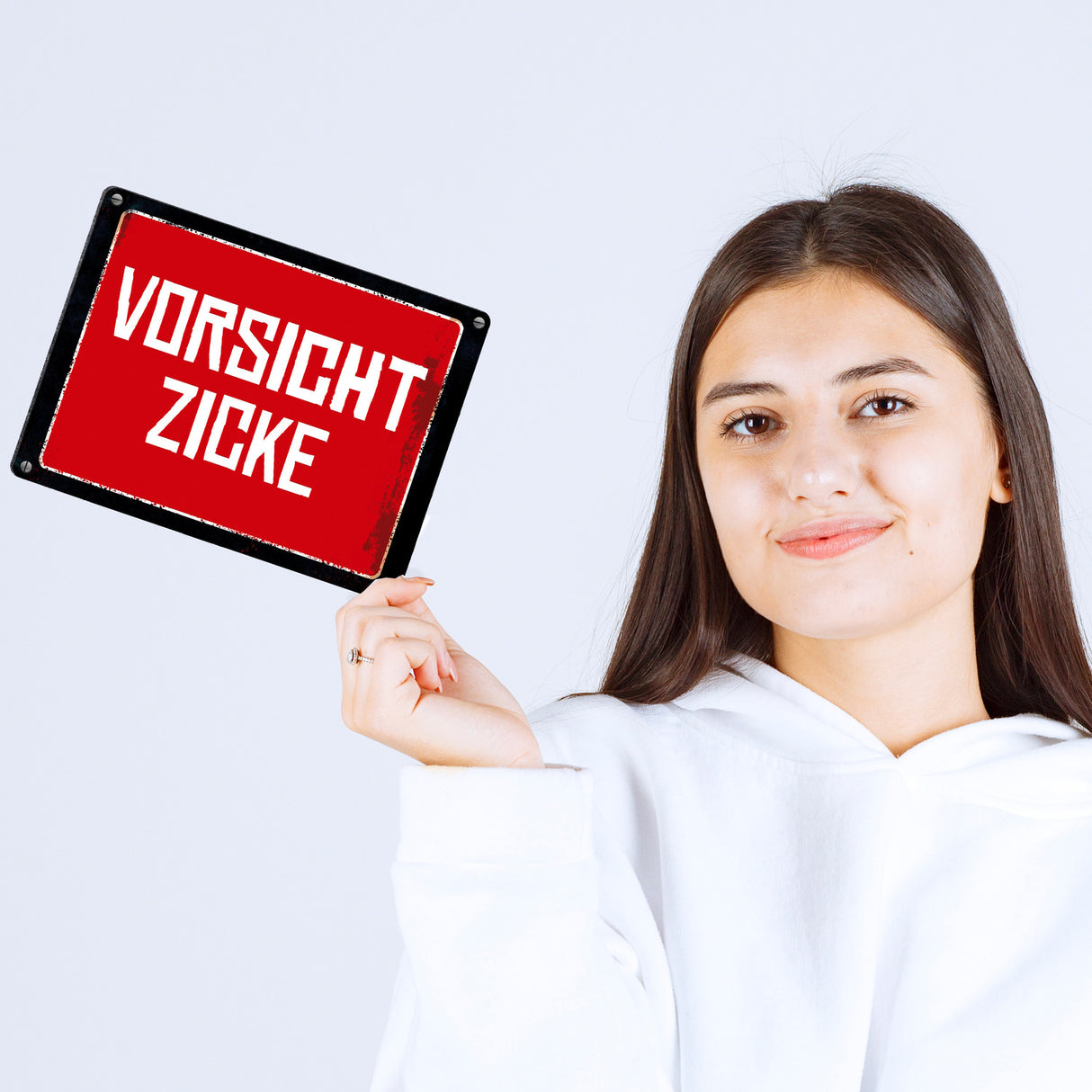 Vorsicht Zicke Warn- und Hinweisschild im Used-Look