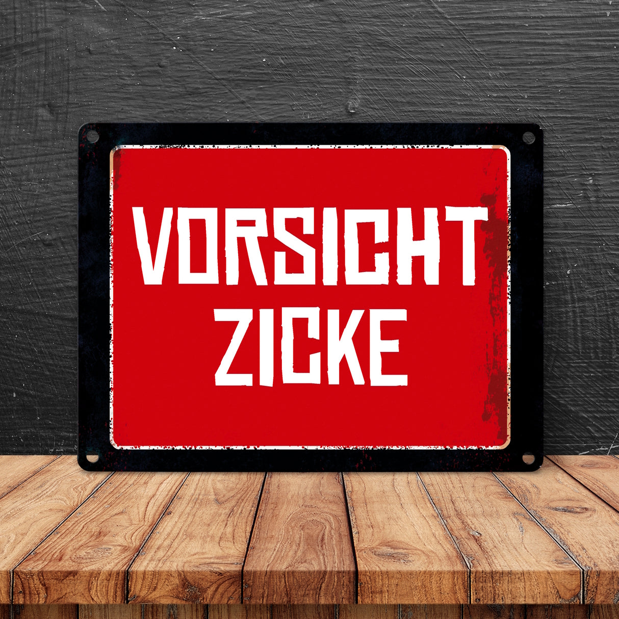 Vorsicht Zicke Warn- und Hinweisschild im Used-Look