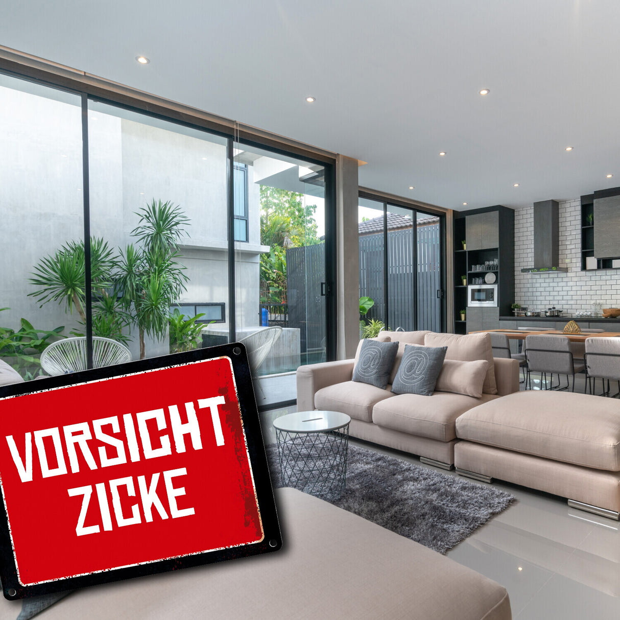 Vorsicht Zicke Warn- und Hinweisschild im Used-Look