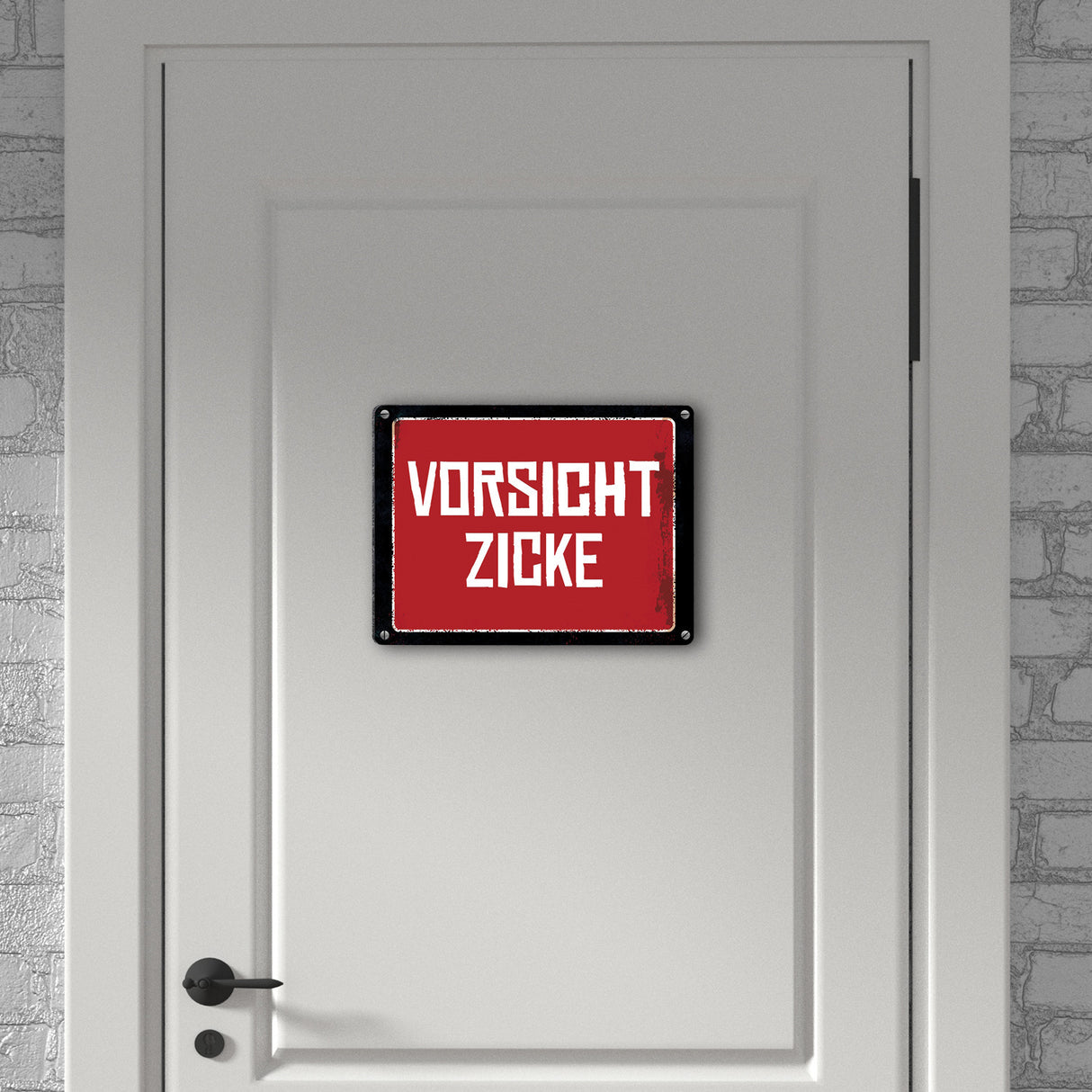 Vorsicht Zicke Warn- und Hinweisschild im Used-Look