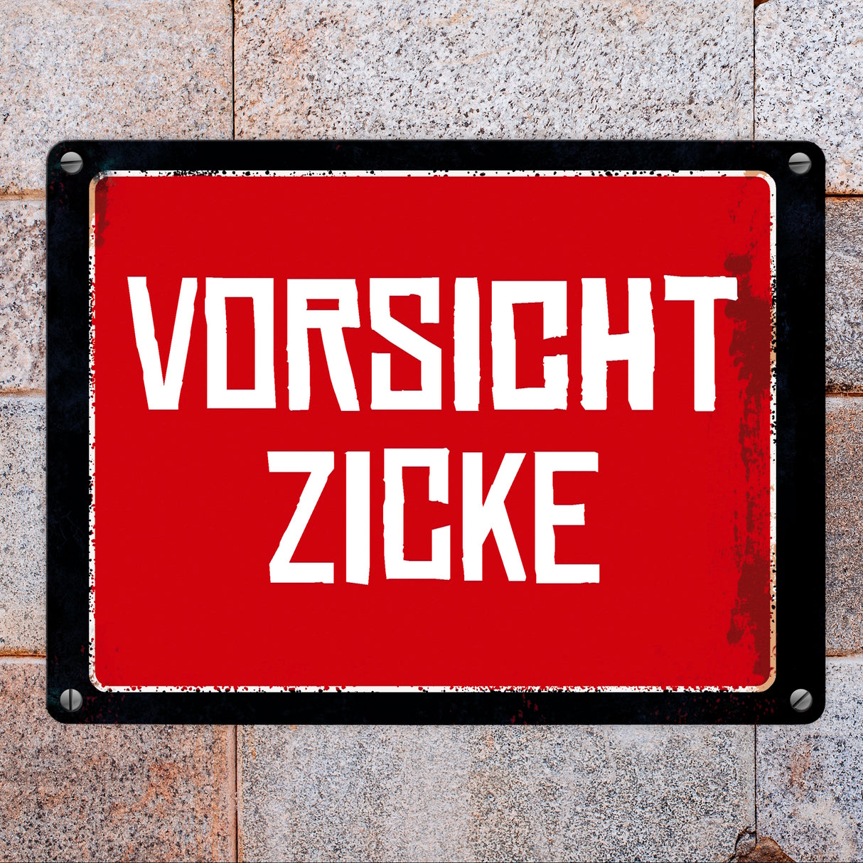 Vorsicht Zicke Warn- und Hinweisschild im Used-Look