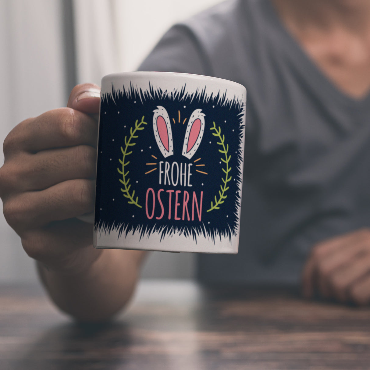Kaffeebecher mit Spruch: Frohe Ostern