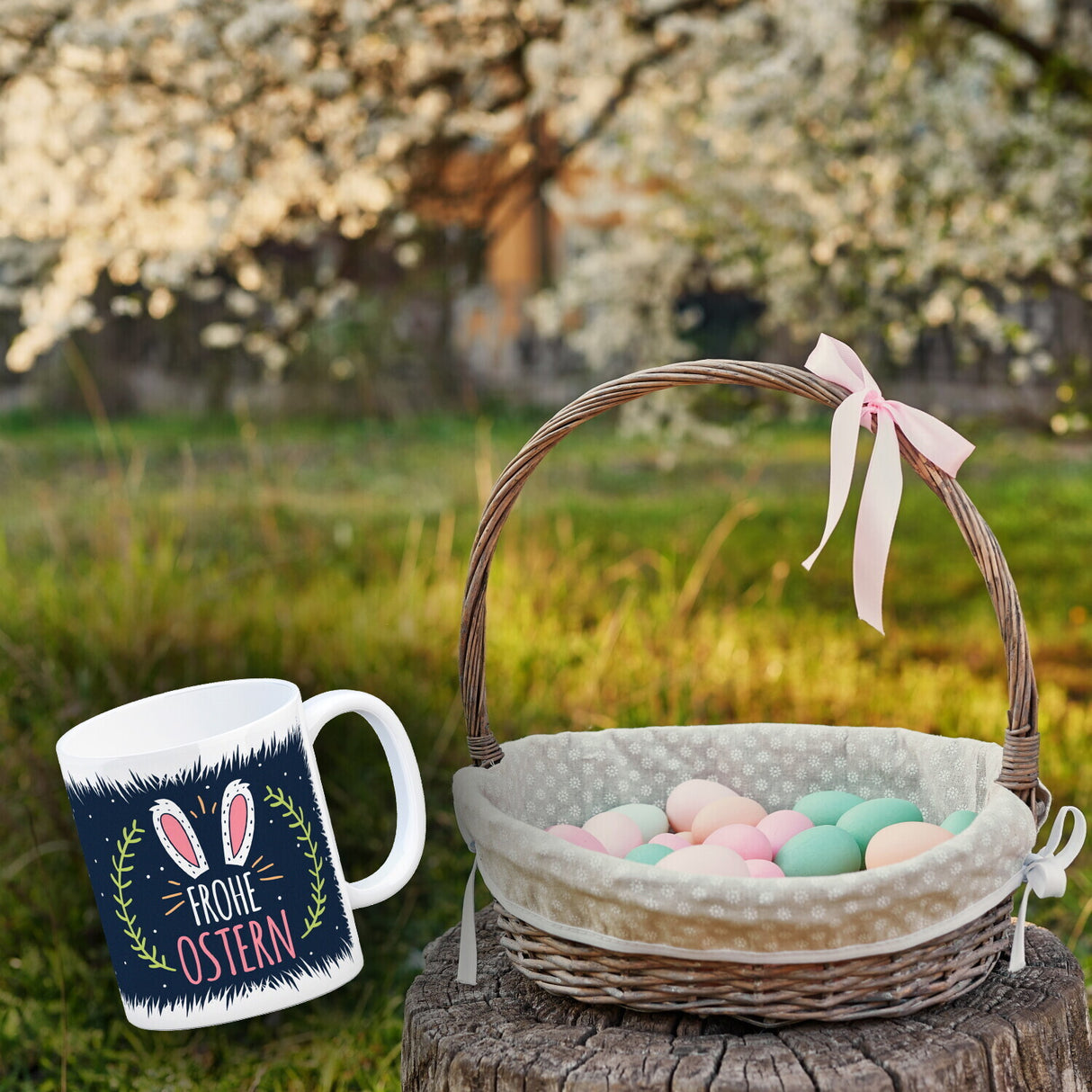 Kaffeebecher mit Spruch: Frohe Ostern