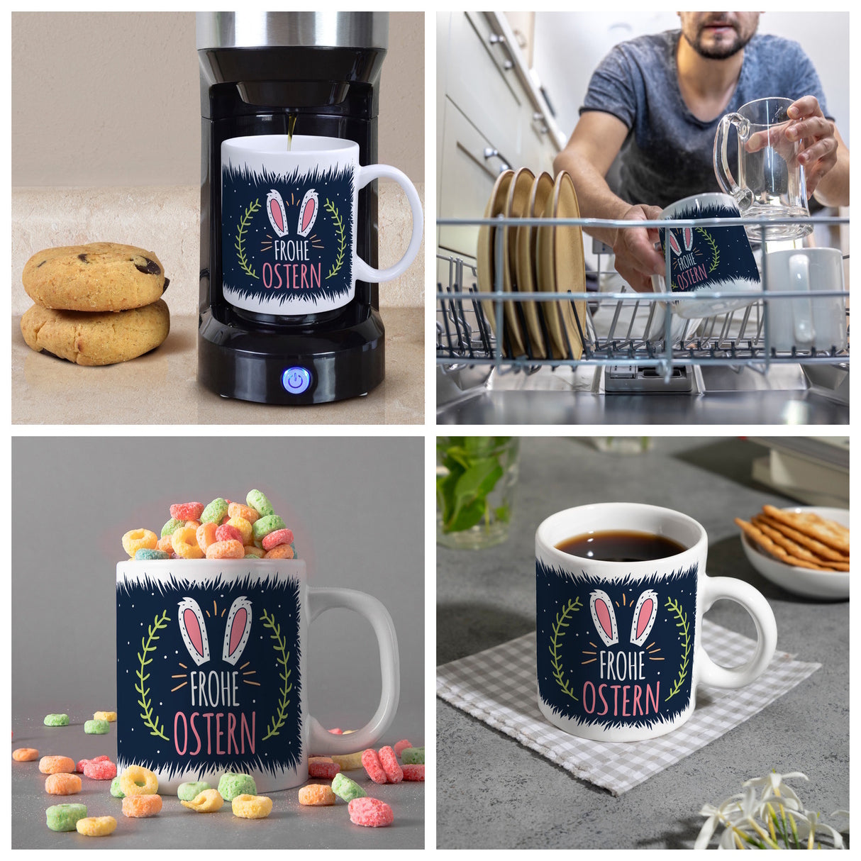 Kaffeebecher mit Spruch: Frohe Ostern