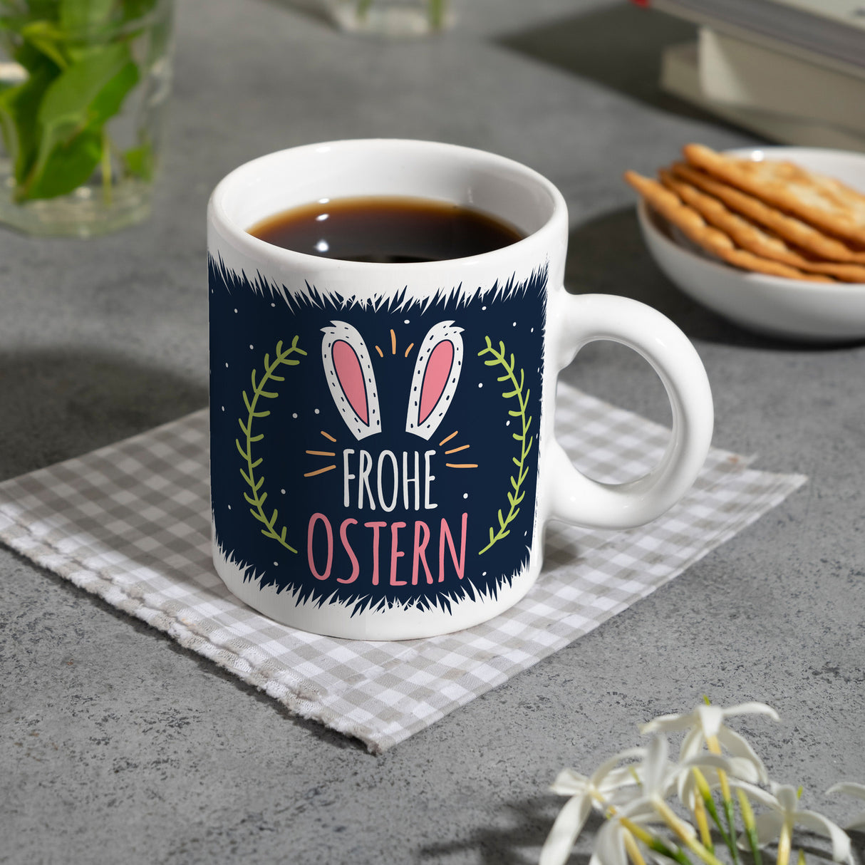 Kaffeebecher mit Spruch: Frohe Ostern