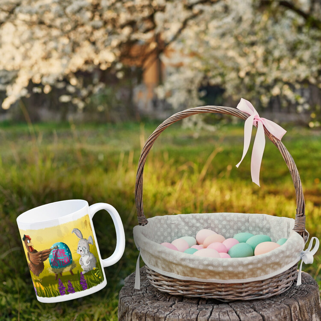 Frohe Ostern Kaffeebecher mit Ostermotiv