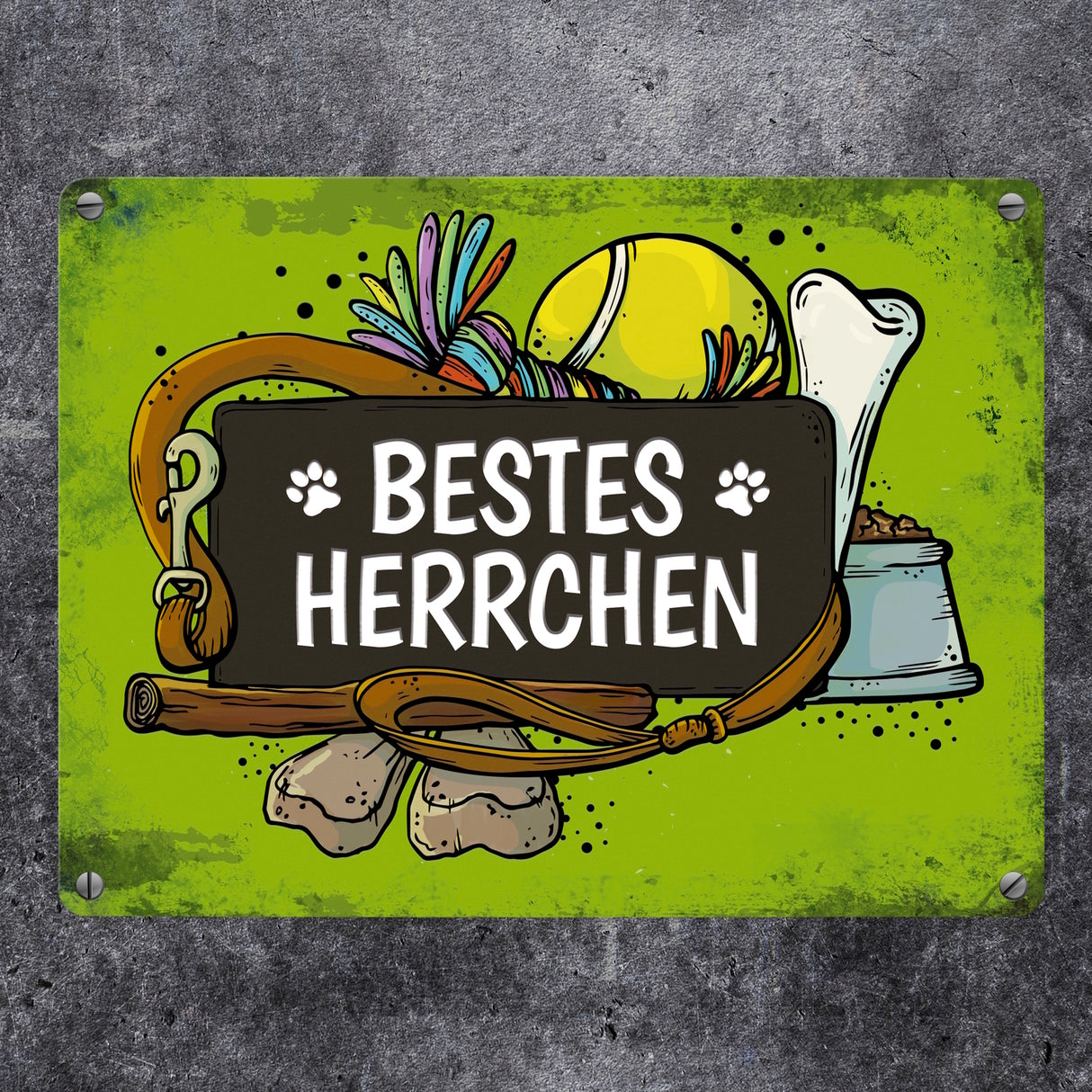 Metallschild mit Spruch: Bestes Herrchen