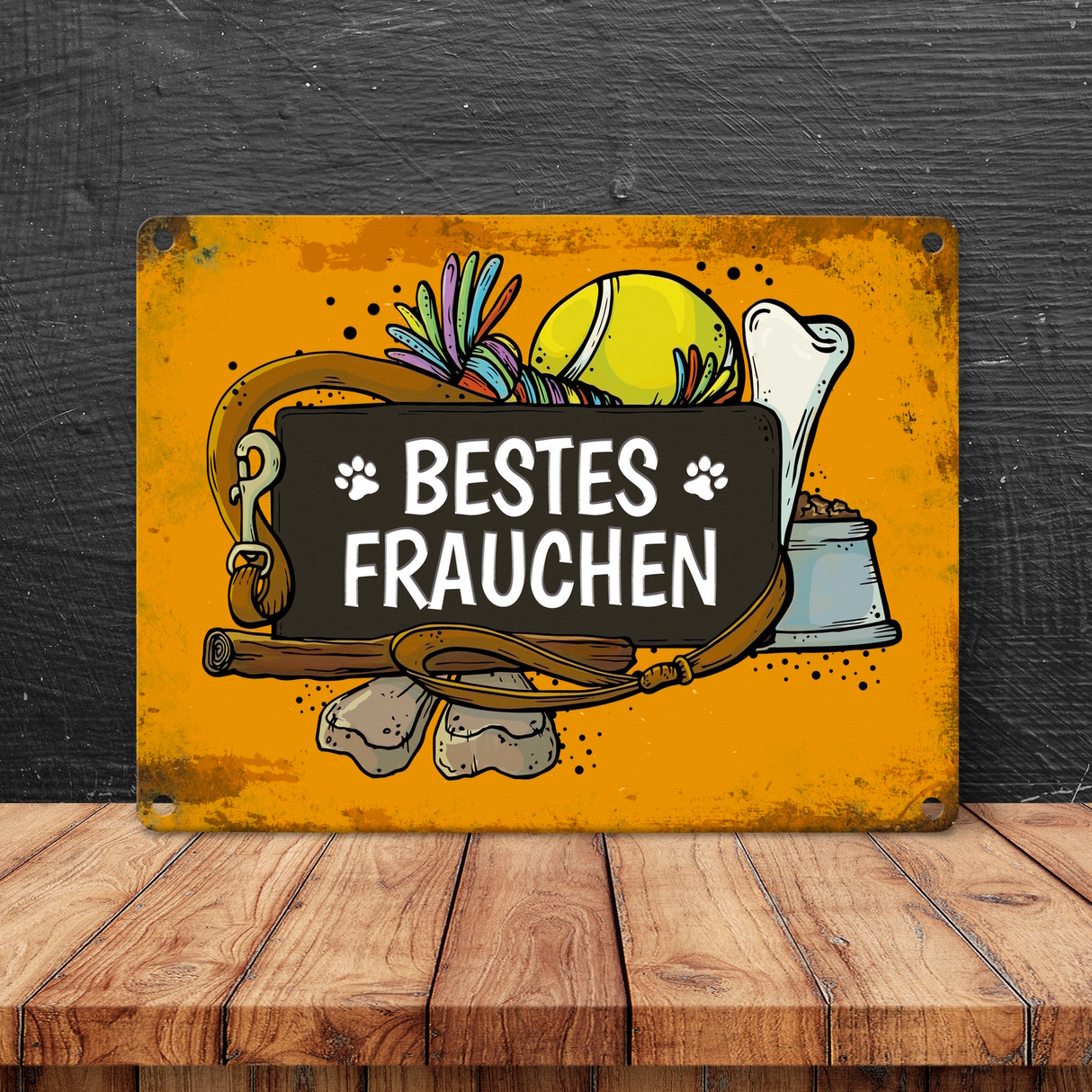 Metallschild mit Spruch: Bestes Frauchen