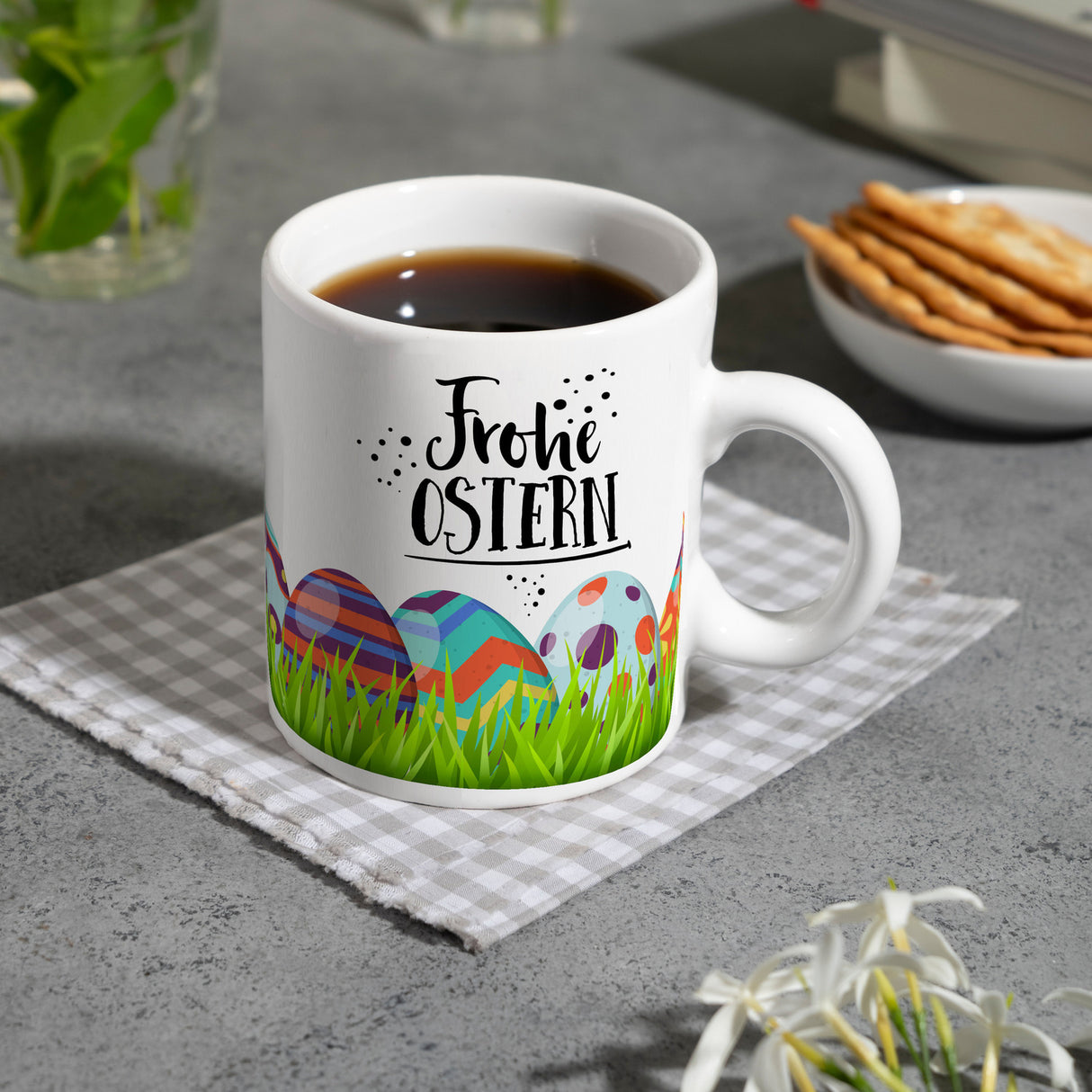 Kaffeebecher mit Spruch: Frohe Ostern