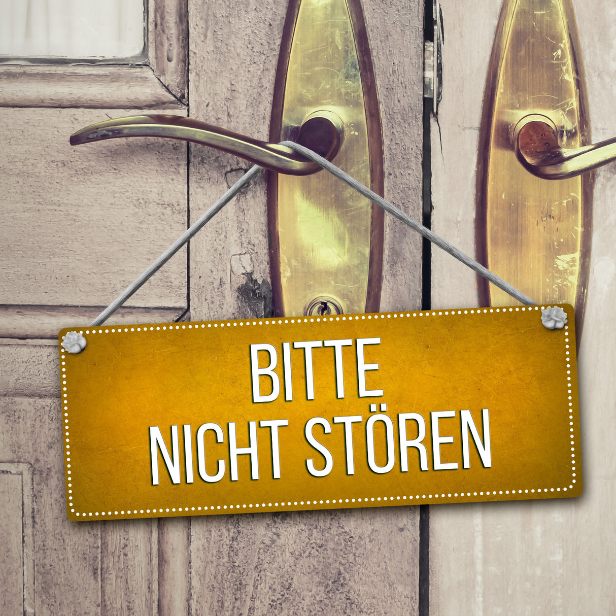 Gelbes &quotBitte nicht stören - Komm rein&quot Wendeschild mit Kordel