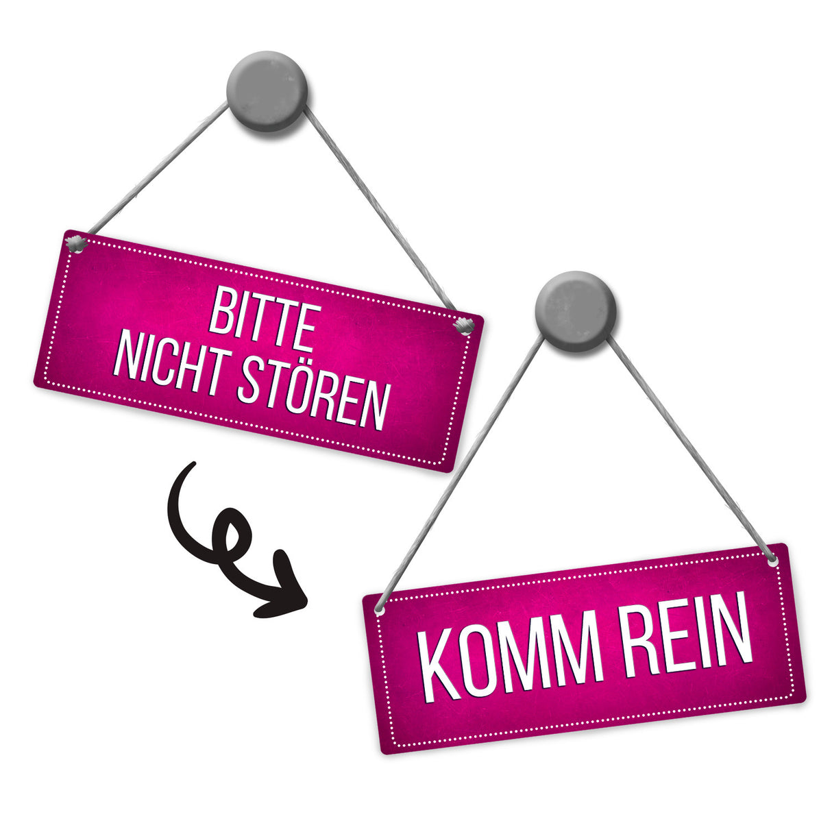 Pinkes &quotBitte nicht stören - Komm rein&quot Wendeschild mit Kordel