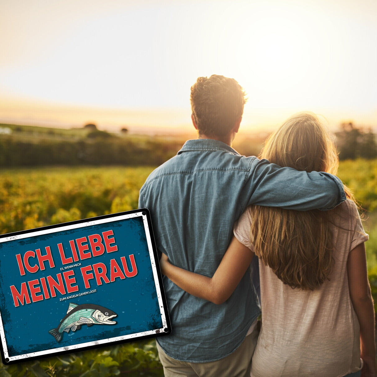 Ich liebe meine Frau Angeln Metallschild