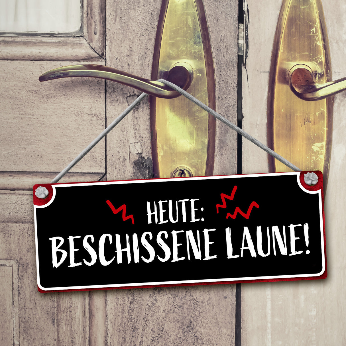 Gute Laune - Beschissene Laune Wendeschild mit Kordel