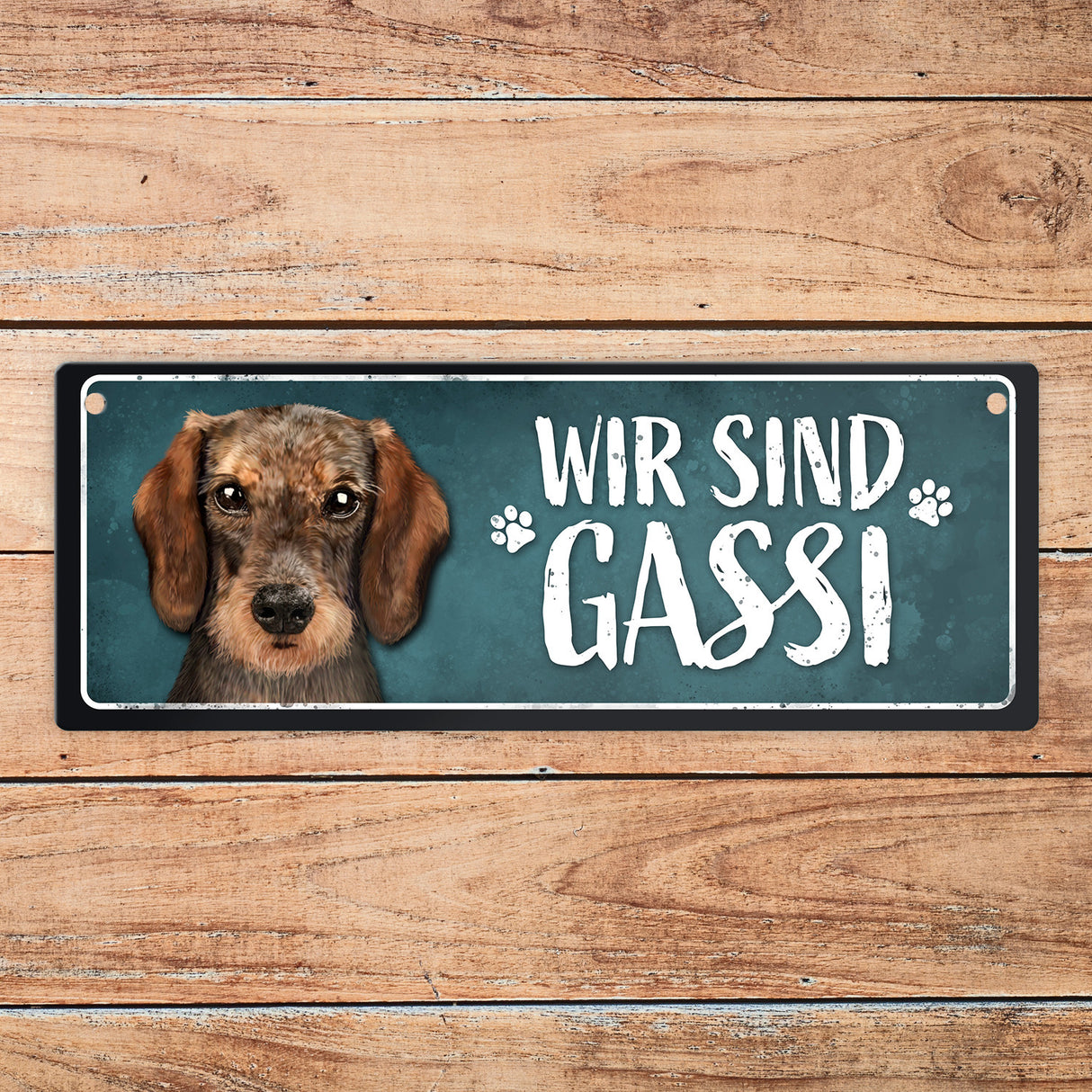 Wir sind Gassi/Zuhause - Dackel Wendeschild mit Kordel