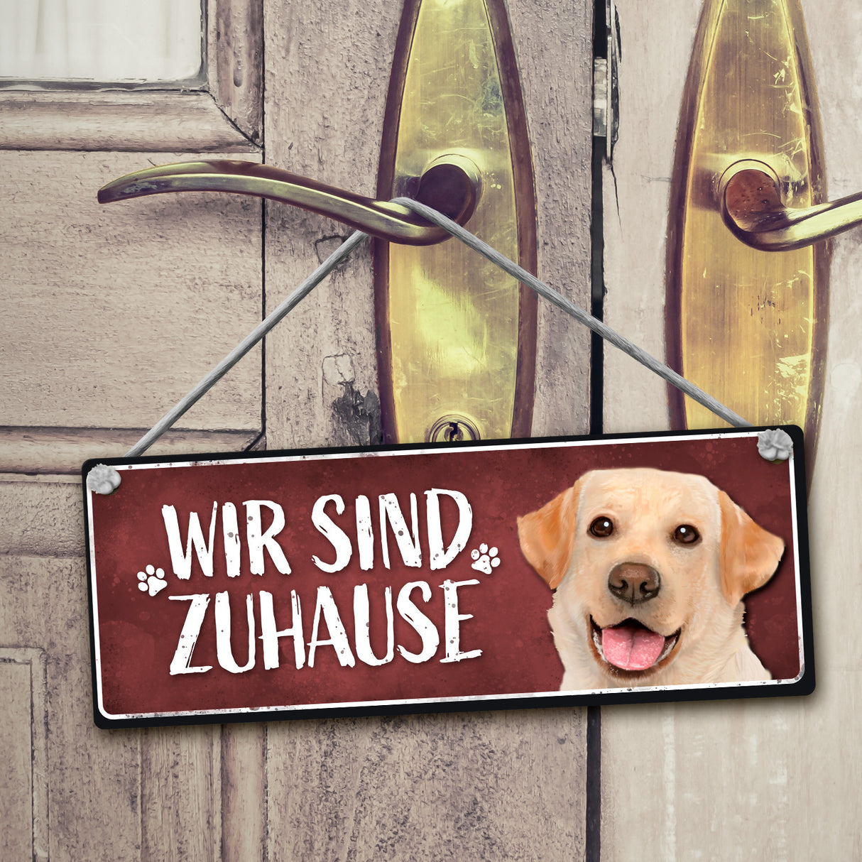 Wir sind Gassi/Zuhause - Labrador Wendeschild mit Kordel