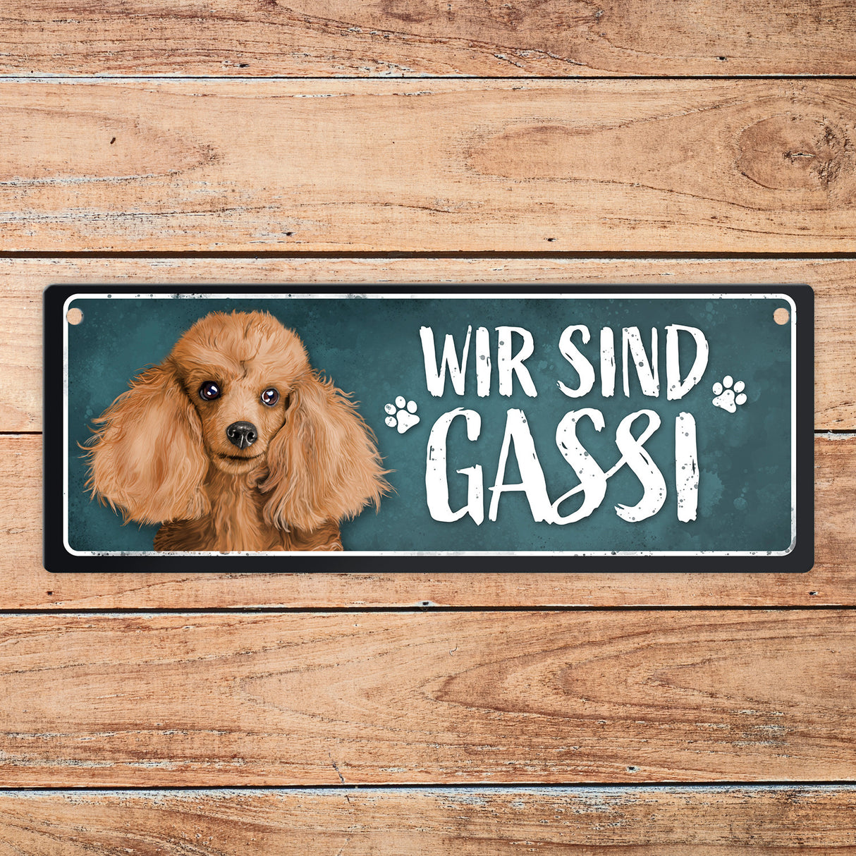 Wir sind Gassi/Zuhause - Pudel Wendeschild mit Kordel