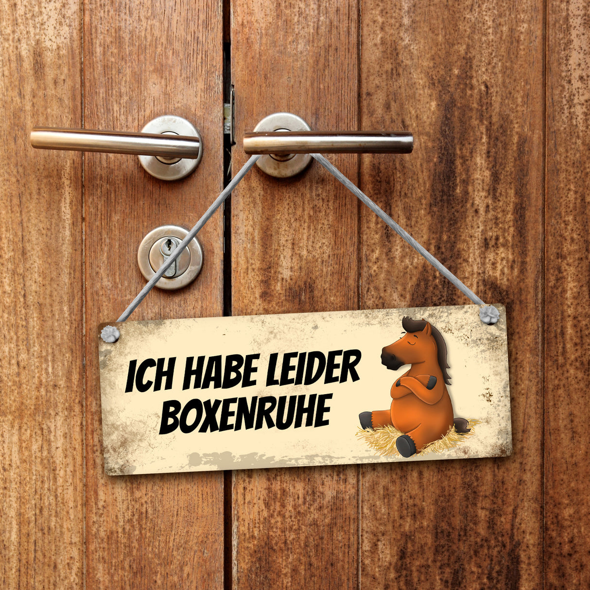 Pferd hat Boxenruhe / darf auf die Weide Wendeschild mit Kordel