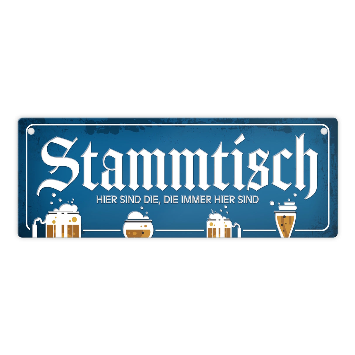 Stammtisch Metallschild mit Straßenschild-Optik und Bier Motiv