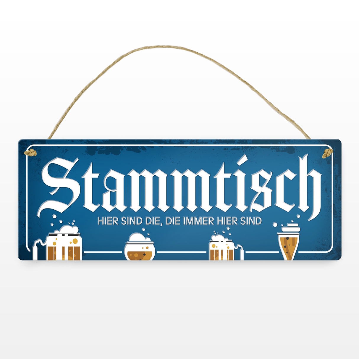 Stammtisch Metallschild mit Straßenschild-Optik und Bier Motiv