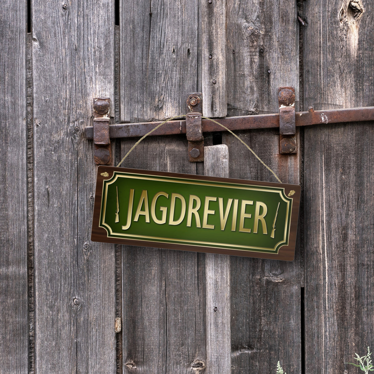 Jäger Metallschild mit Jagd Motiv und Spruch: Jagdrevier