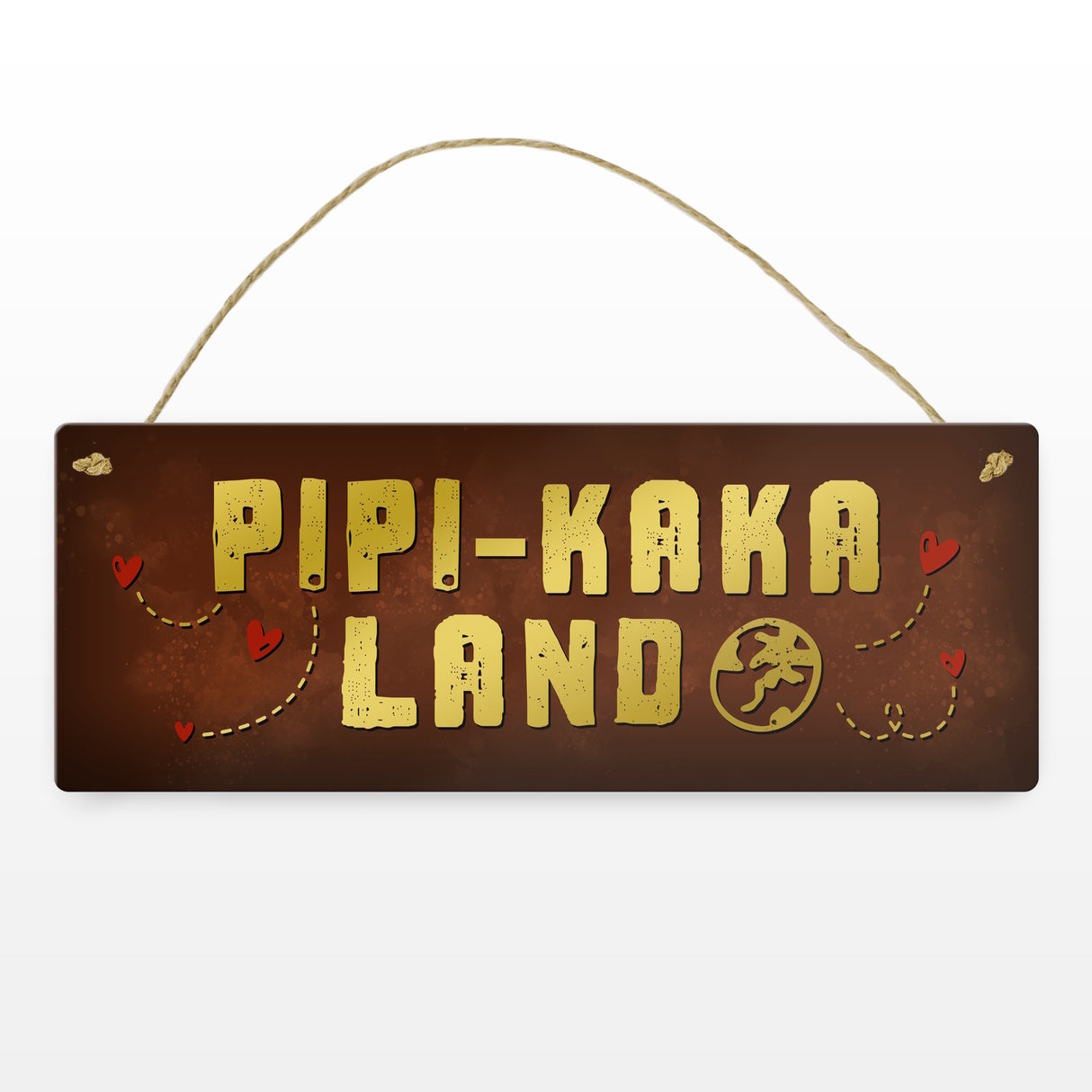 Toiletten Metallschild mit Klo Motiv und Spruch: Pipi-Kaka-Land