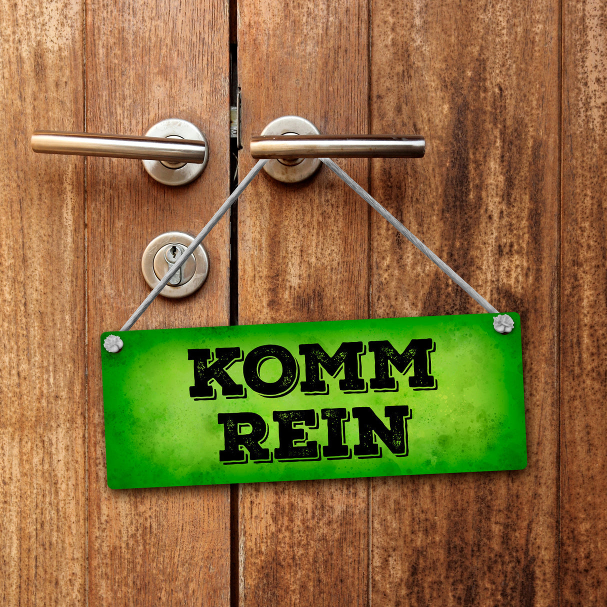 "Bitte nicht stören - Komm rein" Wendeschild in Grün und Rot mit Kordel