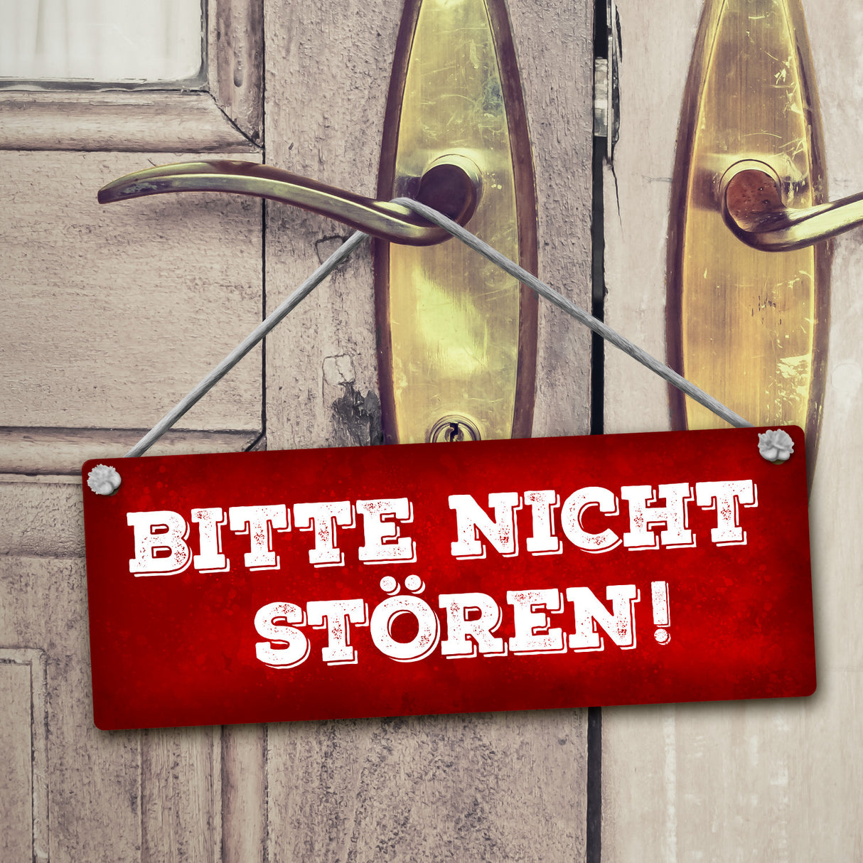 "Bitte nicht stören - Komm rein" Wendeschild in Grün und Rot mit Kordel