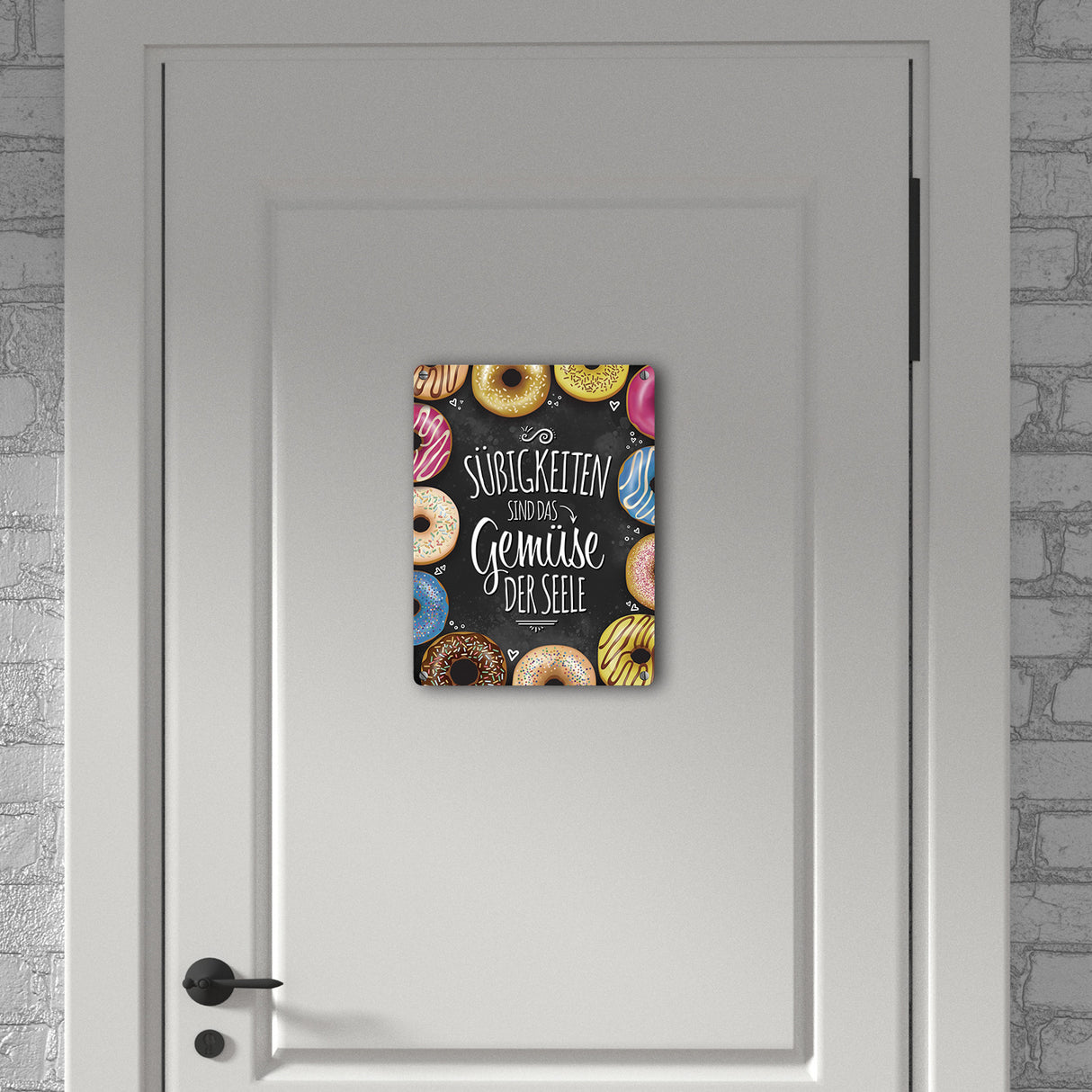 Süßigkeiten sind das Gemüse der Seele Metallschild mit Donut Motiv